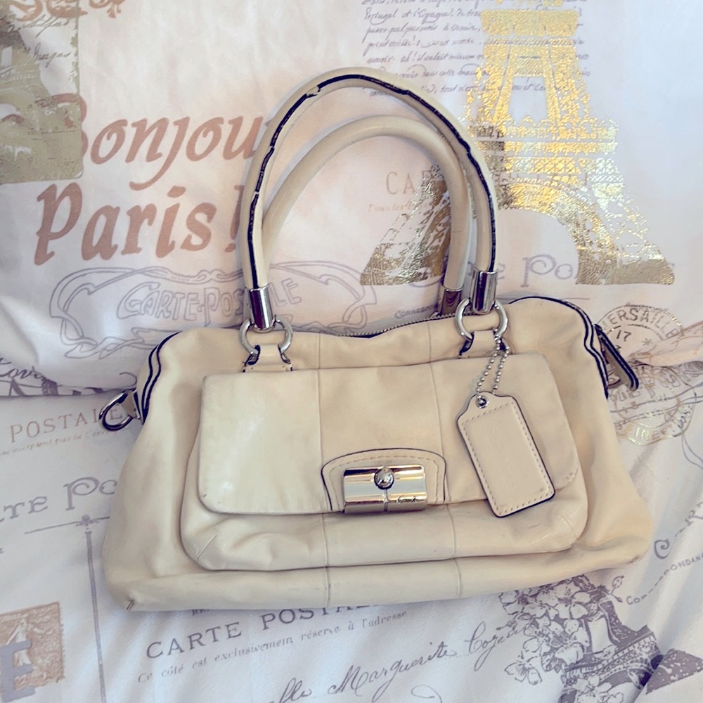 Coach cream leather purse